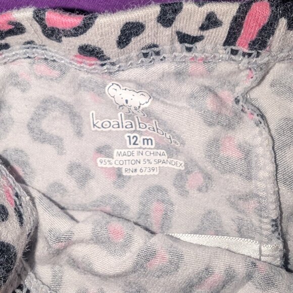Vintage Y2K Baby Girls Purple Onesie Top & Leopard Print Leggings Sz 12M - Picture 2 of 4